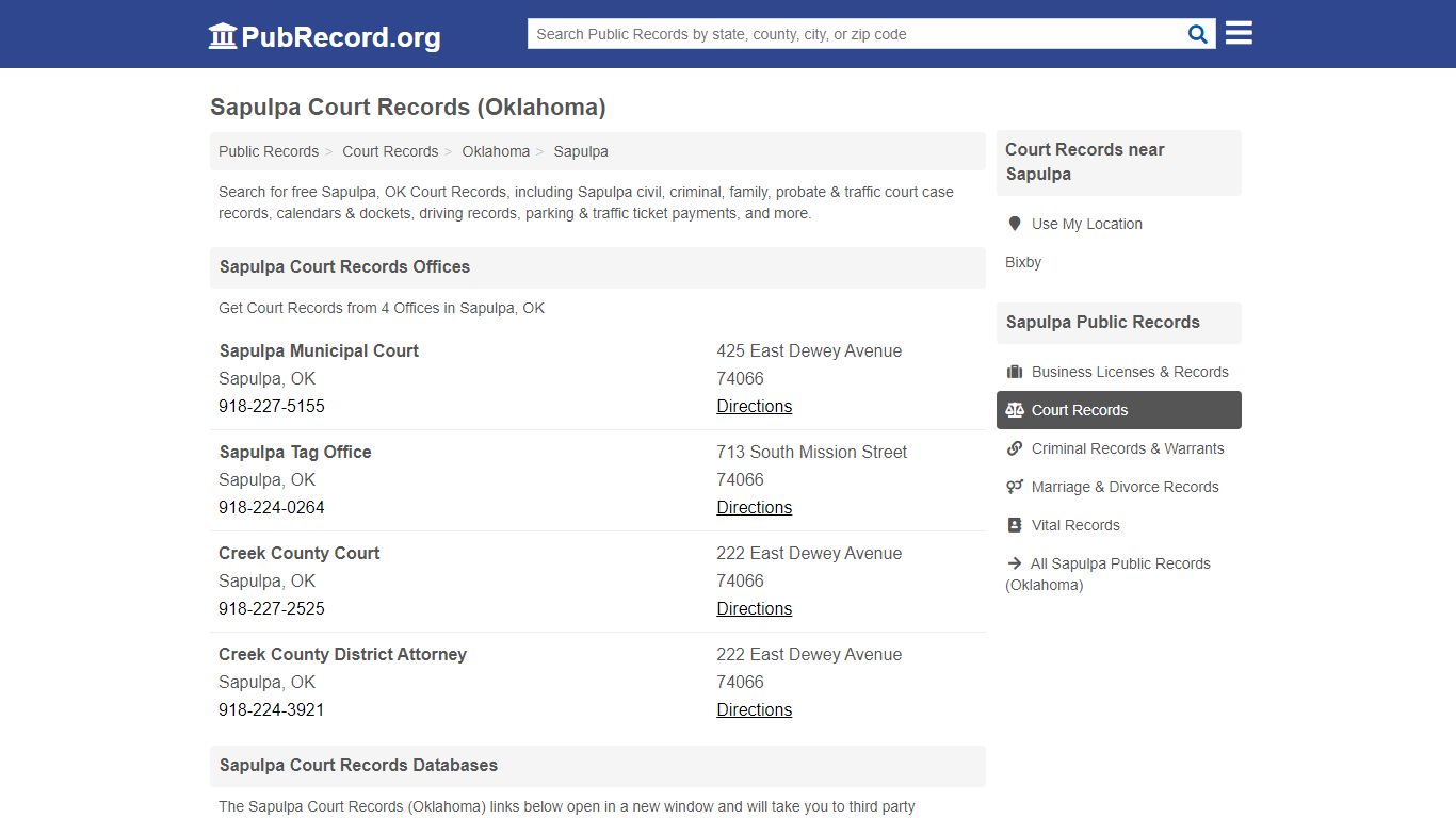 Free Sapulpa Court Records (Oklahoma Court Records) - PubRecord.org